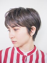 小顔耳かけマッシュショート／ペールベージュ/ベビーバング