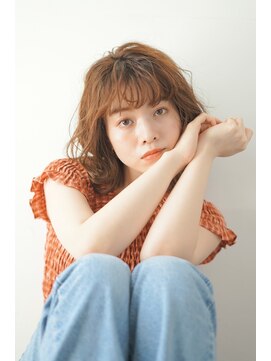 パール(PearL) 【PearL】ミディウエーブパーマ/オレンジベージュカラー