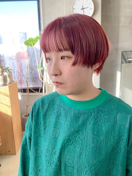 テトヘアー(teto hair) 丸みショート、マッシュショート、ピンクパープル、ブリーチ