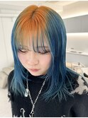 ルーツカラーオレンジブルーグラデーションデザインカラー