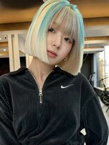 ウェイビーズ(WAVY'S)&nbsp;xブリーチ/イメチェン/ホワイトブロンド/外ハネボブ/美髪/