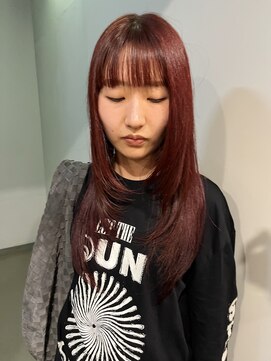 ドレープ(Dreap) 【杏】レッドカラー ロング レイヤースタイル