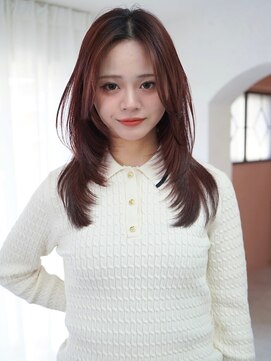 アンジェリカラボ 高田店(ANGELICA LABO) ANGELICA レッドブラウン 韓国風顔まわりレイヤー