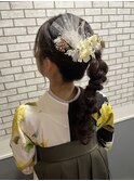 卒業式ヘア　袴ヘア　編み下ろし　ポニー　タイトヘア　卒業袴