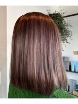 ヘアーサロン プアメリア(Puamelia)&nbsp;20代30代ミディアム×ピンクベージュ艶カラーぷつっとカット