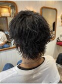 名古屋波巻きパーマ メンズマッシュウルフカット