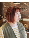【macana指名】ローライト ハイライト オレンジカラー 暖色 ボブ