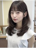 小顔レイヤーカット×ナチュラルグレージュ30代40代50代