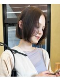 切りっぱなしボブマロンベージュラベンダーミルクティ
