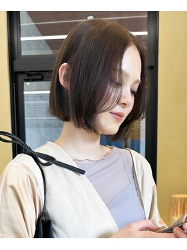 スニュウ(snuw) 切りっぱなしボブマロンベージュラベンダーミルクティ