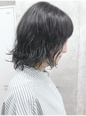 =くせ毛風ボブくせ毛カット切りっぱなしボブ耳かけボブ30代40代