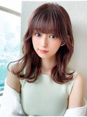 シャギーレイヤー韓国ワンホンヘアシースルーぱっつん前髪