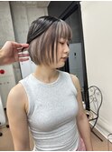 黒染めでもできるミルクティーグレージュのインナーカラー