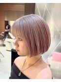 盛岡【透明感ラベンダーピンク×切りっぱなしボブ】ダブルカラー