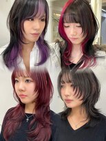 シーン(seen)&nbsp;【ハッシュカット×デザインカラー】ピンクパープルワインレッド