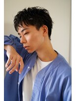 メンズヘア ガーデン 銀座(Men's hair GARDEN)&nbsp;センターパートスパイキーショートフェザーパーマダークアッシュ