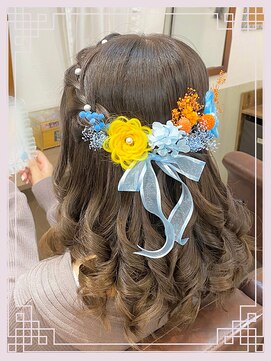 新宿コットン(cotton hair) カラエク＋ドライフラワー