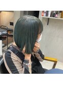 stylist イケダ>> モスグリーン×ボブ