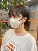 丸みショート×オリーブブラウン