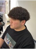 爽やかビジネスツーブロック無造作ナチュラル波巻きパーマ