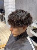王道波巻きパーマ