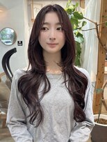 ミモザワークス ヘアアレンジ ブリーチなし/ボルドーカラー/レイヤーカット