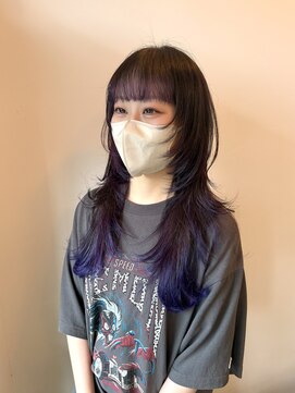フラム(fulam) ロングレイヤー×裾カラーパープル