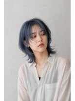アーダーヘアサロン 森田店(ADER HAIR SALON)&nbsp;透明感ネイビーブルー×顔周りレイヤーウルフ