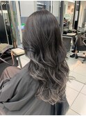【川原】シアーカラーアッシュブラックバレイヤージュ