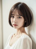 大人ショートボブ丸みショートカットマッシュショート前髪あり