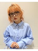 レイヤーカット×オレンジカラー
