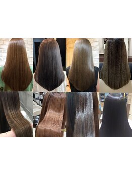 縮毛矯正+髪質改善トリートメントでダメージレスに♪縮毛矯正とは思えない自然なストレートを実感できる。