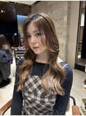 顔周りカット×レイヤーロング×透明感カラー×顔まわりレイヤー