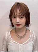 ストレートくびれヘアアプリコットオレンジ夏のヘアアレンジ