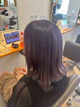 ヘアショップ エヌアンドエー 久喜菖蒲店(hair shop N&A) 深みのあるバイオレット◎切りっぱなしストレートミディ