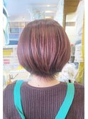 ふんわり丸みショートボブ /シースルーバング/透明感レッド