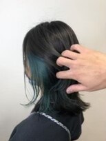 エイム ヘア リンク 長津田店(eim hair rink) インナーカラー/ブルー/ターコイズ/切りっぱなしボブ/外ハネ