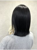 ぱっつんボブナチュラル黒髪顔周りレイヤー岡山南中央町