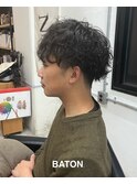 マッシュショートヘア×スパイラルパーマ