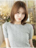 大人可愛いアプリコットオレンジ外ハネロブc7川口