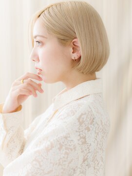 カバーヘア ブリス 大宮西口(COVER HAIR bliss) 透明感金髪ハイトーンカラーワンレンショートボブZ大宮20代30代