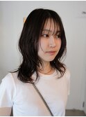 ミディアムパーマ/デジタルパーマ/ベージュカラーボブパーマ暗髪