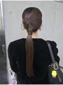 ヘアセット タイトアレジ お呼ばれヘア ローポニー 結婚式ヘア