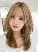 ブリーチハイライト髪質改善ダブルカラーレイヤーカット