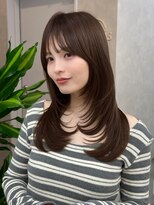 オムニス 表参道(Omnis)&nbsp;美髪ミディアムレイヤー小顔顔まわりレイヤー暗髪ブラウンカラー