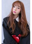 ANGELICA シースルーバング　カッパーピンク　ロングレイヤー