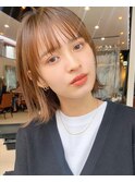 小顔バング外ハネボブ/ショコラアッシュ/ヘルシースタイル