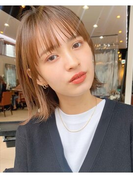 ラフ フロム ガーデン(Laf from GARDEN) 小顔バング外ハネボブ/ショコラアッシュ/ヘルシースタイル