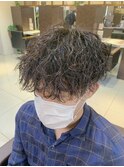 波巻きスパイラルパーマ　マッシュ
