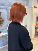 切りっぱなし外はねボブ オレンジカラー 【平井】